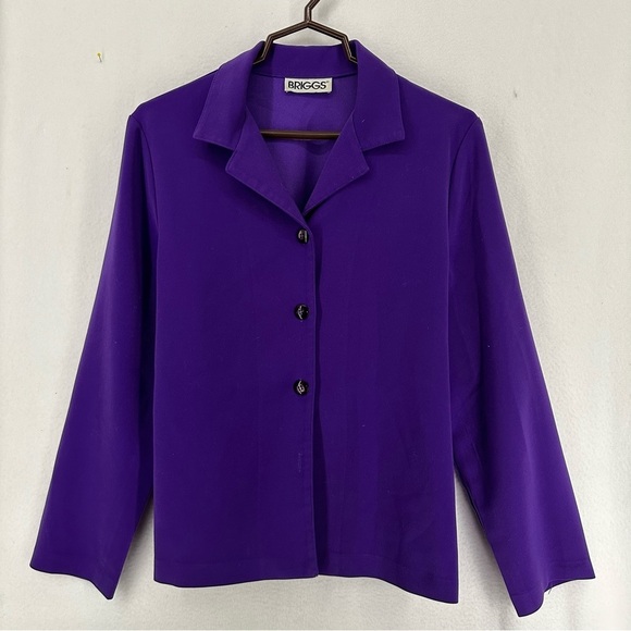 Briggs Blazer Button Jacket Vintage Women’s Large Purple - Picture 1 of 10